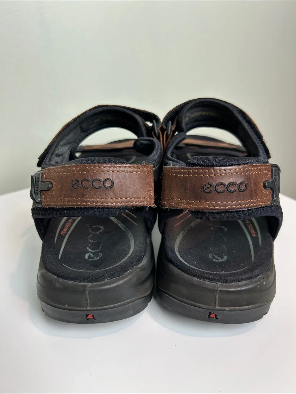 ECCO Receptor Mens 46 Brown Leather Sport Sandals Hiking Outdoor Adjustable
